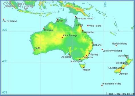 Australia And New Zealand Physical Map - ToursMaps.com