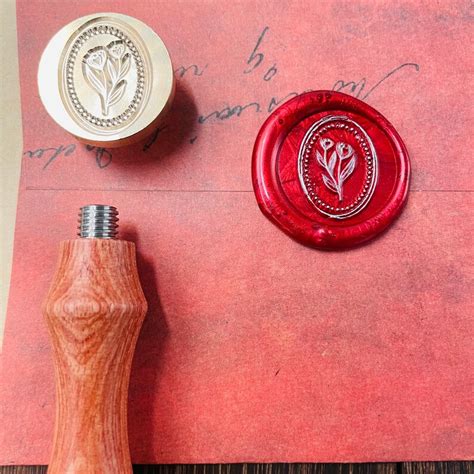 Round Tulip Wax Stamp Wax Seal Stamp Retro Stamps With Etsy