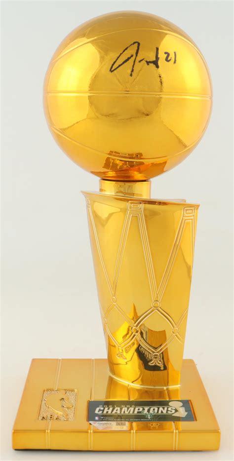 Jrue Holiday Signed Bucks Replica NBA Championship Trophy (Fanatics ...