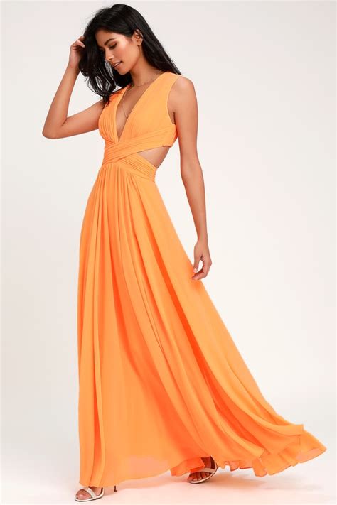 Lovely Bright Orange Dress Cutout Maxi Dress Maxi Dress Lulus