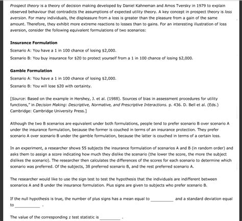 Prospect theory is a theory of decision making | Chegg.com