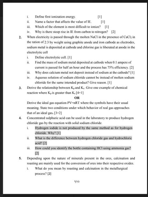 Class 11 Chemistry Model Question Paper With Solution