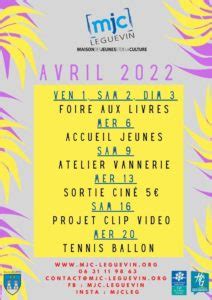 PROGRAMME AVRIL 2022 MJC De Leguevin Maison Des Jeunes Et De La