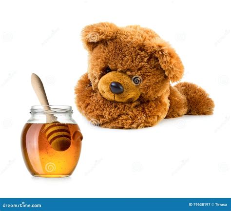 Teddy Bear With Honey Jar Stock Image Image Of Sweet 79638197