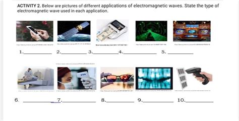 Below Are Pictures Of Different Applications Of Electromagnetic Waves