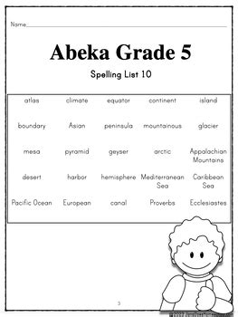 Abeka Spelling Vocabulary Poetry Th Ed List Geography Words