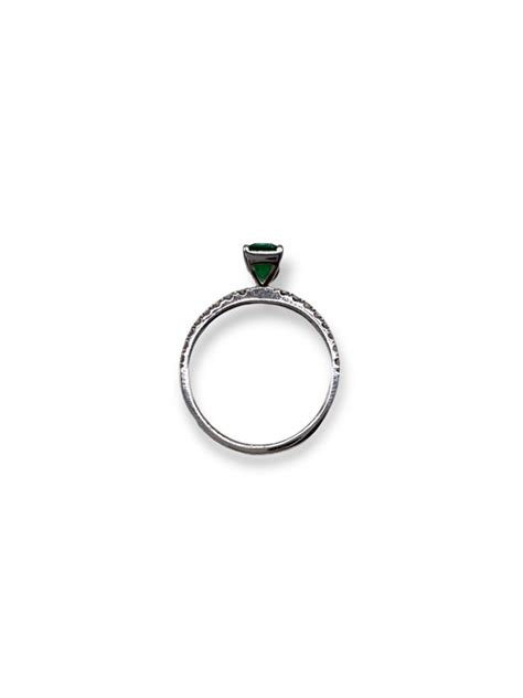 Solitaire Emerald Cut & Diamond Ring - Alpine Green