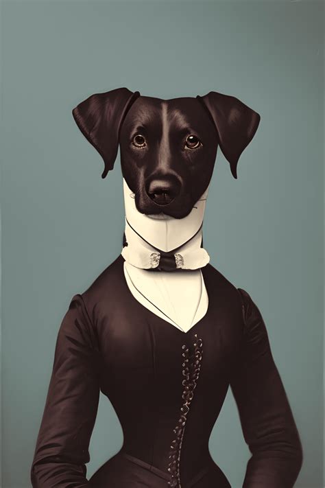 Victorian Portrait With Dog · Creative Fabrica