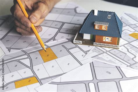 choose a building plot of land for house construction on cadastral map ...