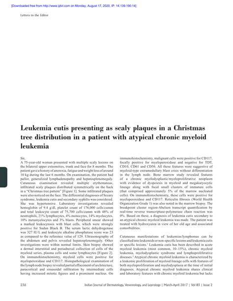 Pdf Leukemia Cutis Presenting As Scaly Plaques In A Christmas Tree