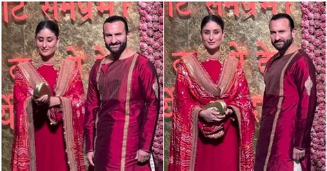 Ganesh Chaturthi Kareena Kapoor Saif Ali Khan Twin In Red For