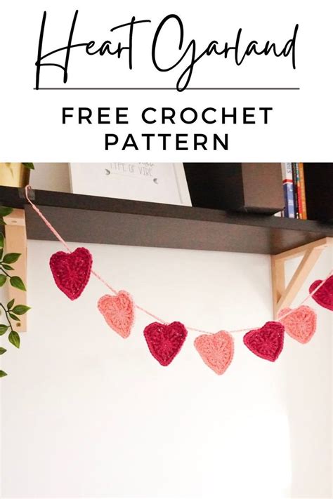 Crochet Heart Garland Pattern For Valentines Day Burgundy And Blush