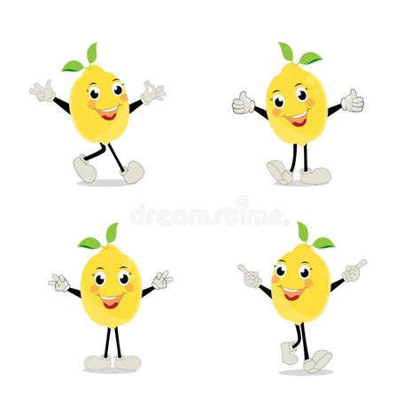 Lemon Character Design Vector Illustration Flat Lemon Cute Character