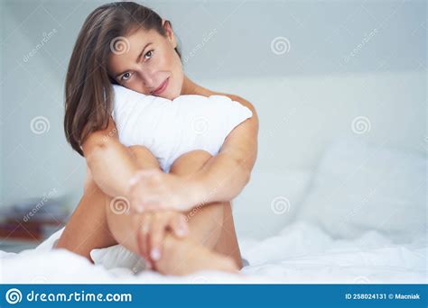 Nice Looking Brunette Relaxing On Bed Stock Image Image Of Home Beautiful