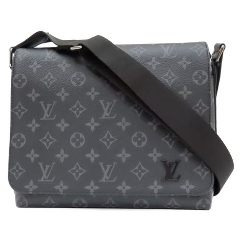 Louis Vuitton Lv 路易威登 黑色 原花 Pvc塗層帆布 District Pm 斜背包 M46255 【二手名牌brand