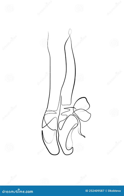 Ballet Pointe Shoes Continuous Line Drawing Cartoon Vector