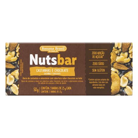 Banana Brasil Barra de Cereal Nutsbar Castanhas e Chocolate Preço Rappi