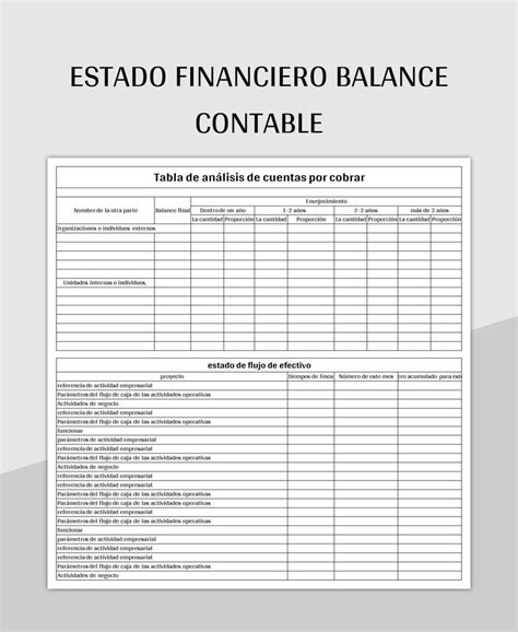 Plantilla de Excel Estado Financiero Balance Contable y Hoja de Cálculo