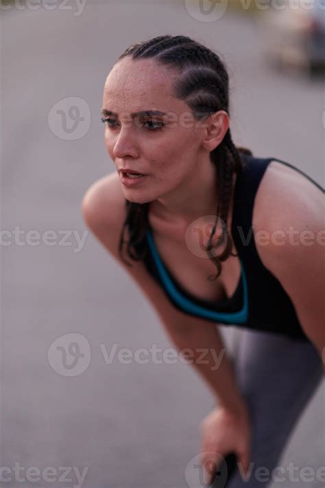 Close Up Portrait Of Determined Athlete Resting After Intense Workout