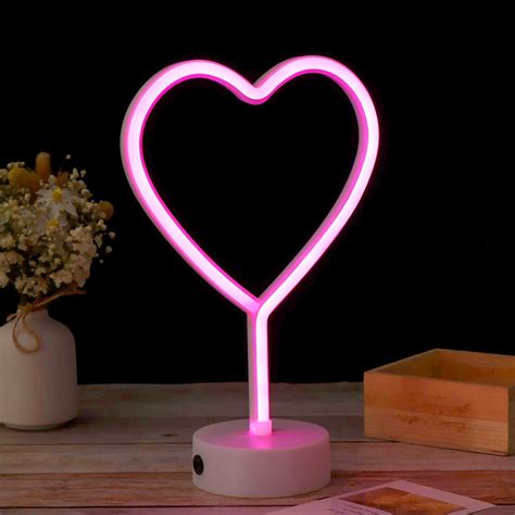 Pink Heart Led Neon Sign Heart Neon Lamp Pink Neon Light Etsy