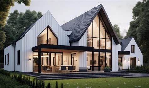 Premium AI Image | A large white house with a black roof