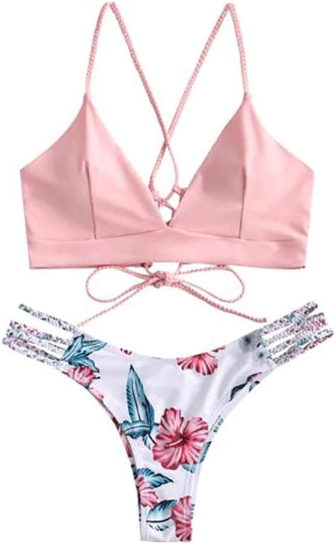 Ansenesna Damen Bikini Set Push Up Kleine Brüste Pads Badeanzug