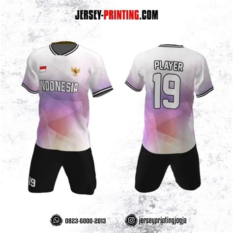 Jersey Atasan Badminton Volly Lari Futsal Putih Ungu Pink Motif Brush