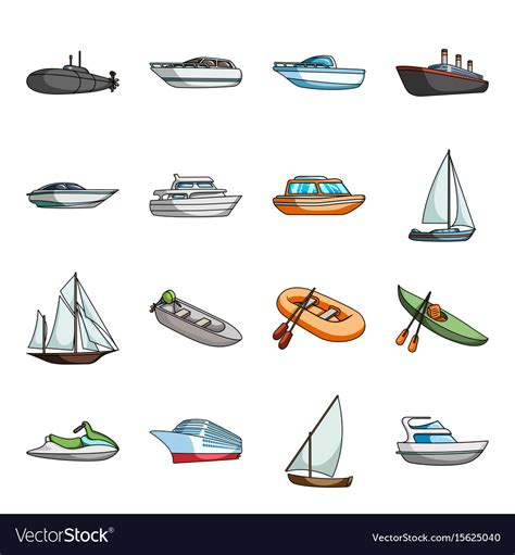 Yacht boat liner types of ship and water Vector Image