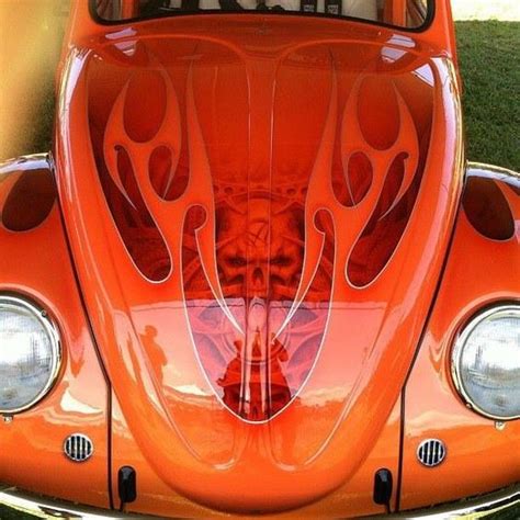 Vw Beetle Hood Flames And Skull Das Vintage Vw Beetles Pinterest