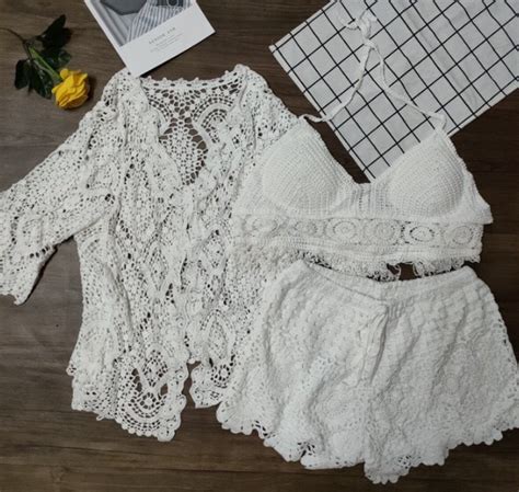 Set Bikini Ren Móc Thời Trang Đi Biển Hàng Chuẩn Đẹp Chiaki