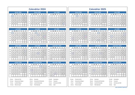 Calendrier 2024 2025 à imprimer