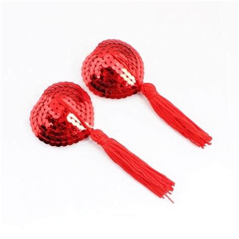 Пэстисы силиконовые накладки красные в виде сердца с пайетками и ...