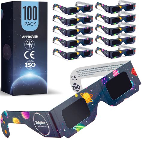 Solar Eclipse Glasses Approved 2024 100 PACK AAS CE And ISO