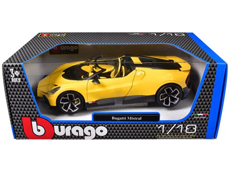 Bugatti Mistral Yellow With Carbon Accents 118 Diecast Model Car