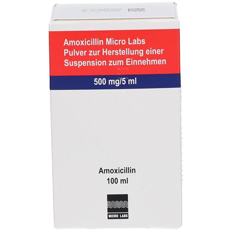 AMOXICILLIN Micro Labs 500 Mg 5 Ml Plv Sus Herst 100 Ml Mit Dem E