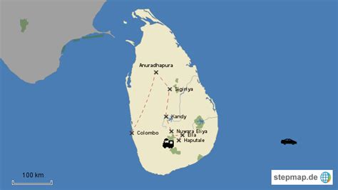 StepMap Haputale Landkarte für Sri Lanka