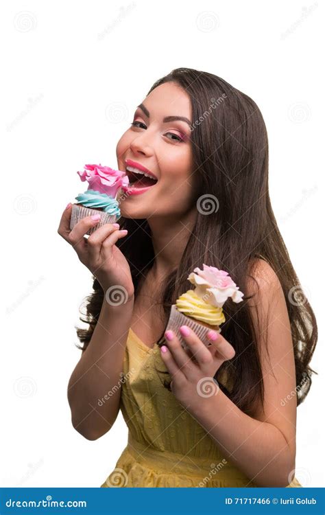 Sexy Woman Eating Cupcake