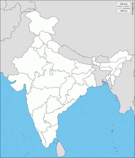 India Political Map Blank Printable