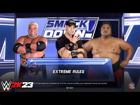 Wwe 2k23 John Cena Vs Rikishi Vs Yokozuna Extreme Rules Match Ps5