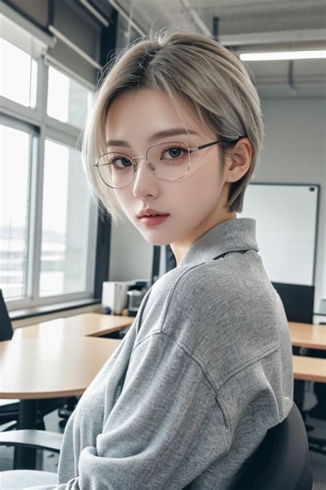 Korean Ash Hair Glasses AI Porn