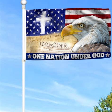 Bayyon One Nation Under God Christian Cross American Eagle Grommet