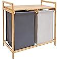 Amazon Comellow Bamboo Laundry Hamper And Shelf Sections