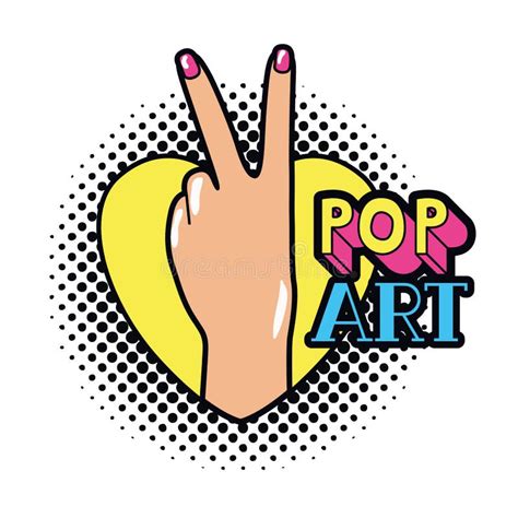 Hand With Peace Sign And Love Pop Art Stock Vector Illustration Of