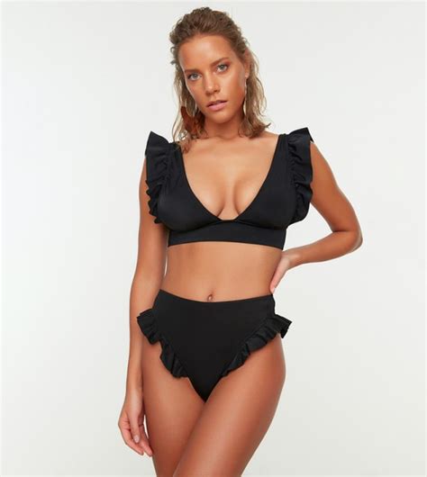 Buy Trendyol Ruffled Bikini Brief In Black 6thStreet Qatar