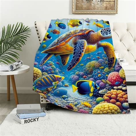 Comio Sea Turtlethrow Blanket Ocean Under Water World Sea Turtle