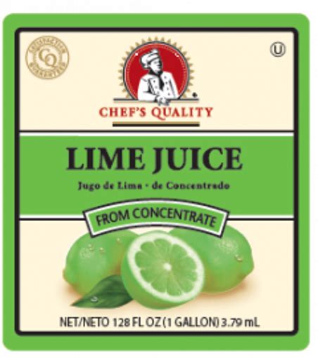 Chefs Quality Lime Juice Gallon 4case