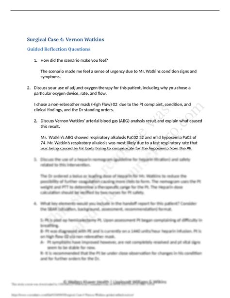 Solution Surgical Case Vernon Watkins Guided Reflection Studypool