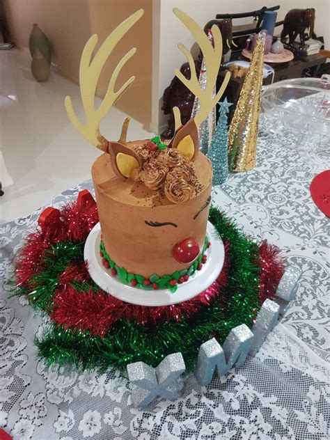 Rudolf The Red Nose Reindeer Christmas Buttercream Cake Reindeer