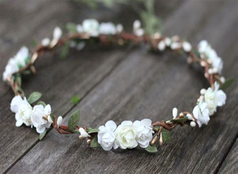 Ivory And White Flower Crown Gold Bridal Floral Crown Headpiece