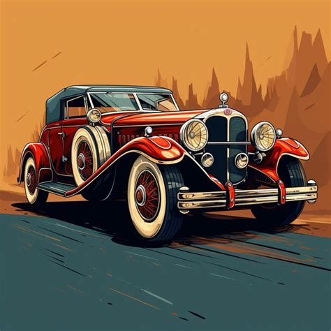 Premium Photo | Vintage car in cartoon design